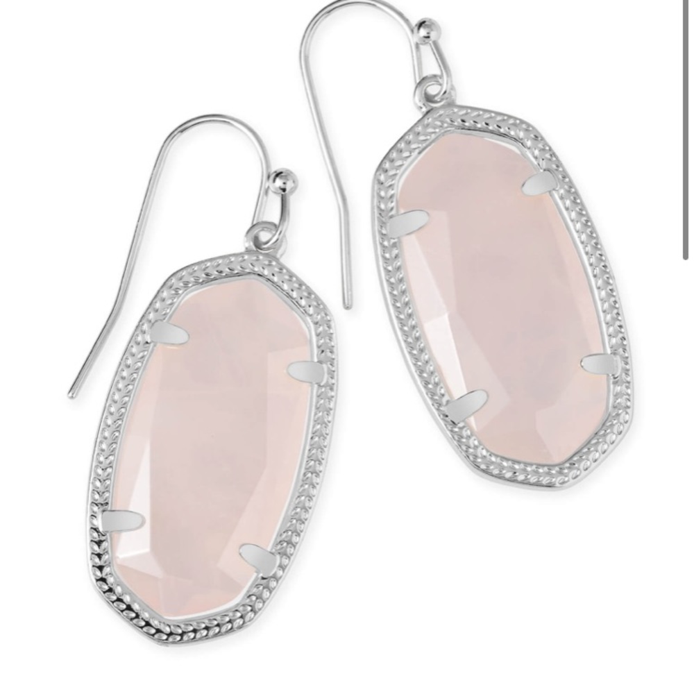 NEW Kendra Scott Pink Quartz Silver Dani Stone Drop Earrings